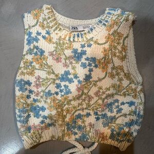 Zara floral knit crop tank